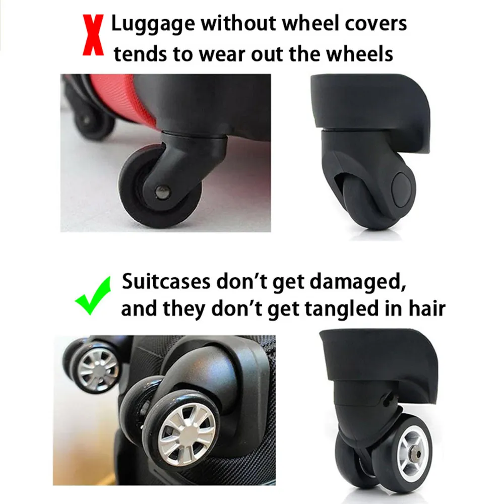 4/8Pcs Silicone Travel Lage Caster Shoes Silent Sound Suitcase Wheels Protection Trolley Box Casters Cover Accessories_voghion.com