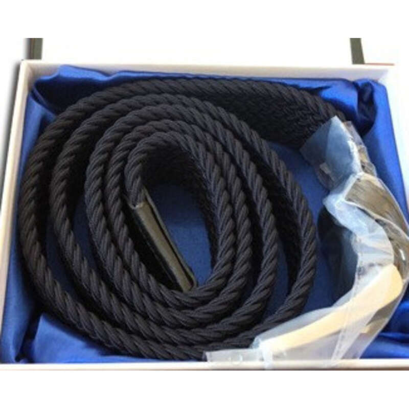 Cinturón de entrenamiento táctico azul marino, recto, informal, versátil, tejido, elástico y con hebilla de pasador_voghion.com