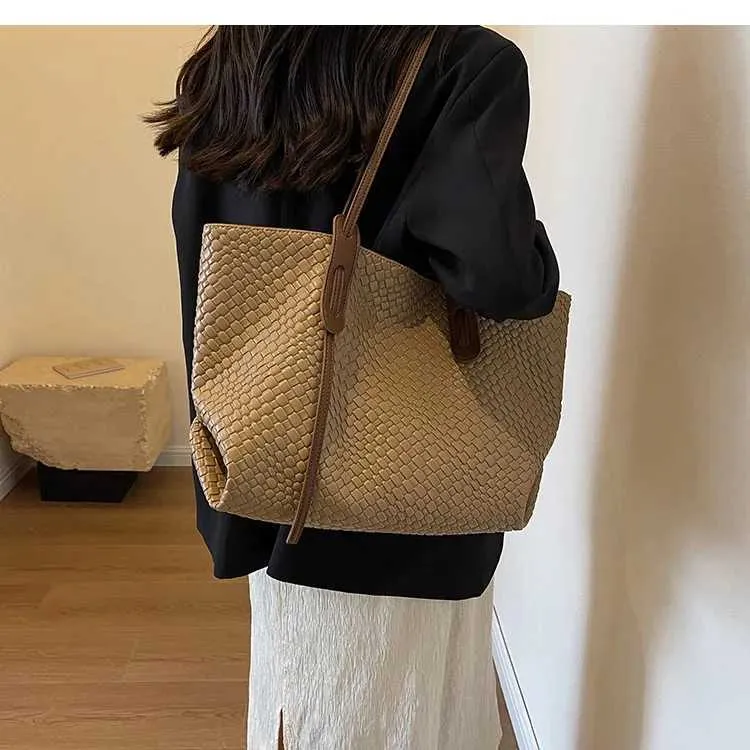 Borse a mano di grande capacità per le donne 2023 inverno PU pelle tendenza moda borsa a tracolla laterale vintage shopper shopping ufficio_voghion.com