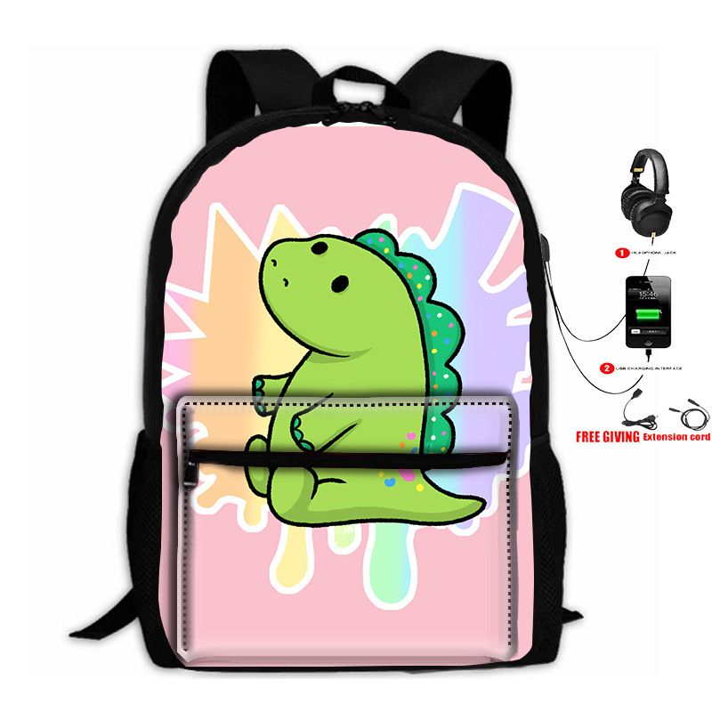 Bedruckter Einhorn-Rucksack für Kinder, 3-teiliges Set: Tasche USB + Beutel_voghion.com