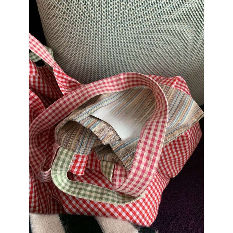 2025 Übergroße karierte Canvas-Umhängetasche, lässig, vielseitig_voghion.com