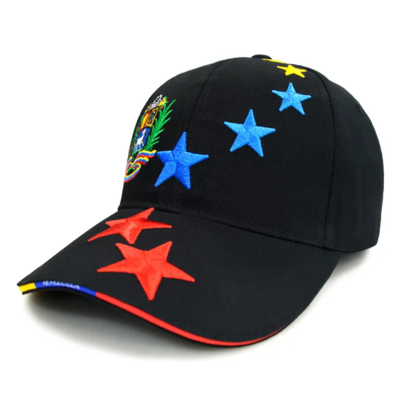 Høj kvalitet kasketter Gorras bomuld twill baseball broderi 7 stjerner Venezuela sportskasket kvinder mænd hatte_voghion.com