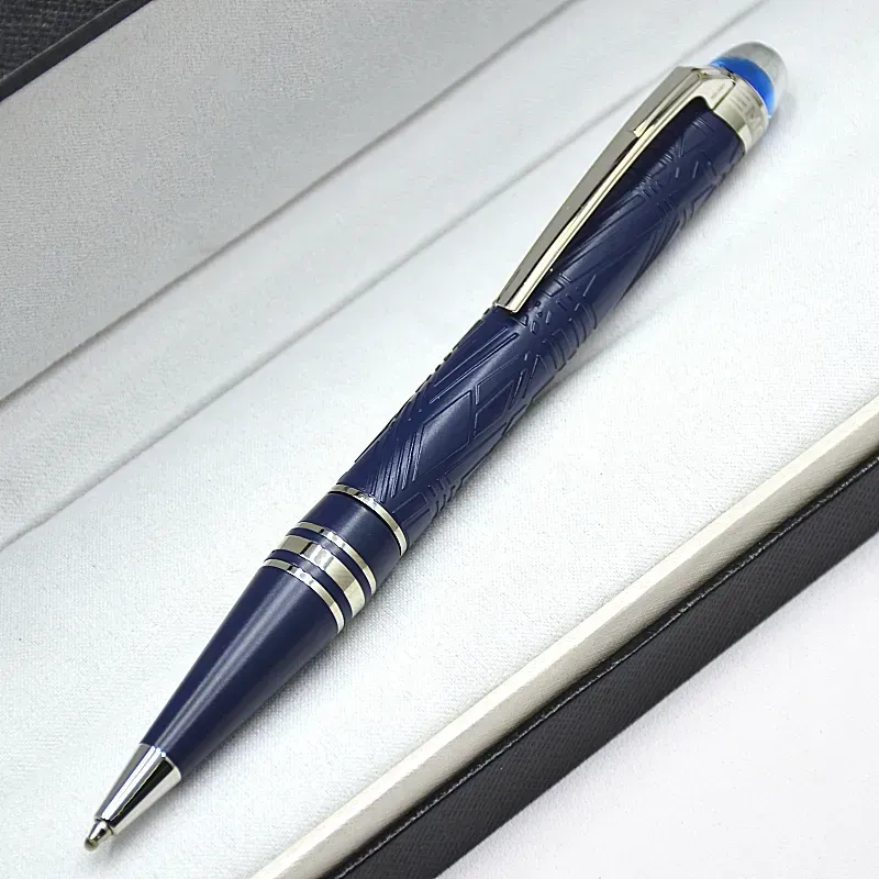wholesale Wholesale Wholesale Luxury Monte Starwalk Blue Crystal Top Rollerball Pen Ballpoint Pen Metal Relief Barrel Office Writing Fountain Pens_voghion.com