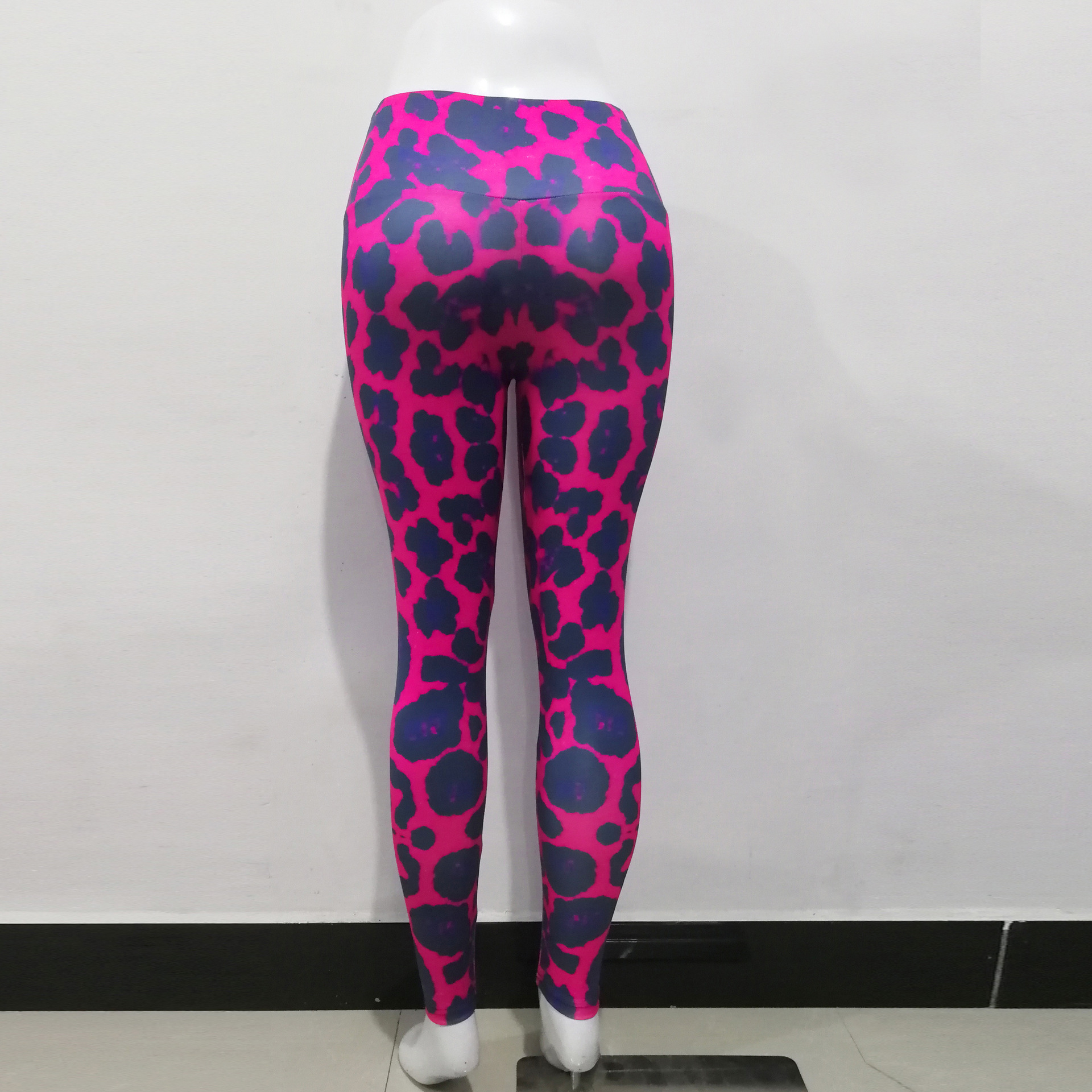 Rose rød leopardprint åndbare løbebukser slim yogabukser til kvinder_voghion.com