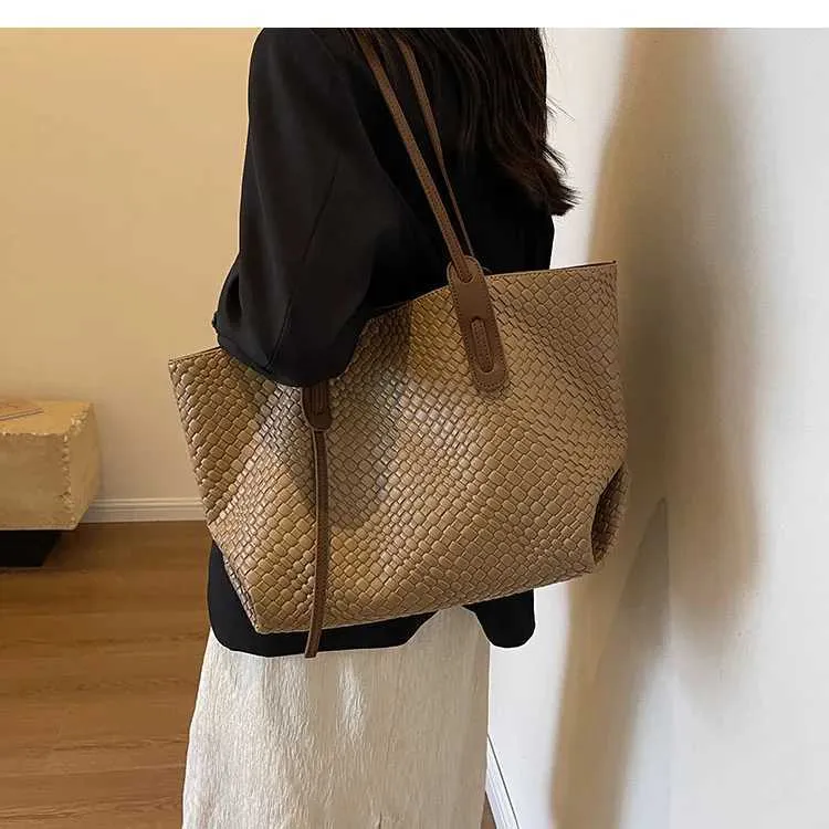 Borse a mano di grande capacità per le donne 2023 inverno PU pelle tendenza moda borsa a tracolla laterale vintage shopper shopping ufficio_voghion.com