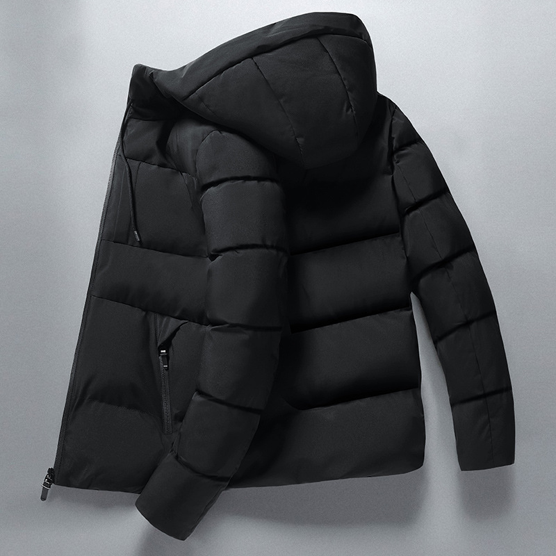 ​Men's Slim-Fit Winter Puffer Jacket With Hood - Lightweight Quilted Polyester Coat, Short Zipper Bomber For Casual & Streetwear ( )​