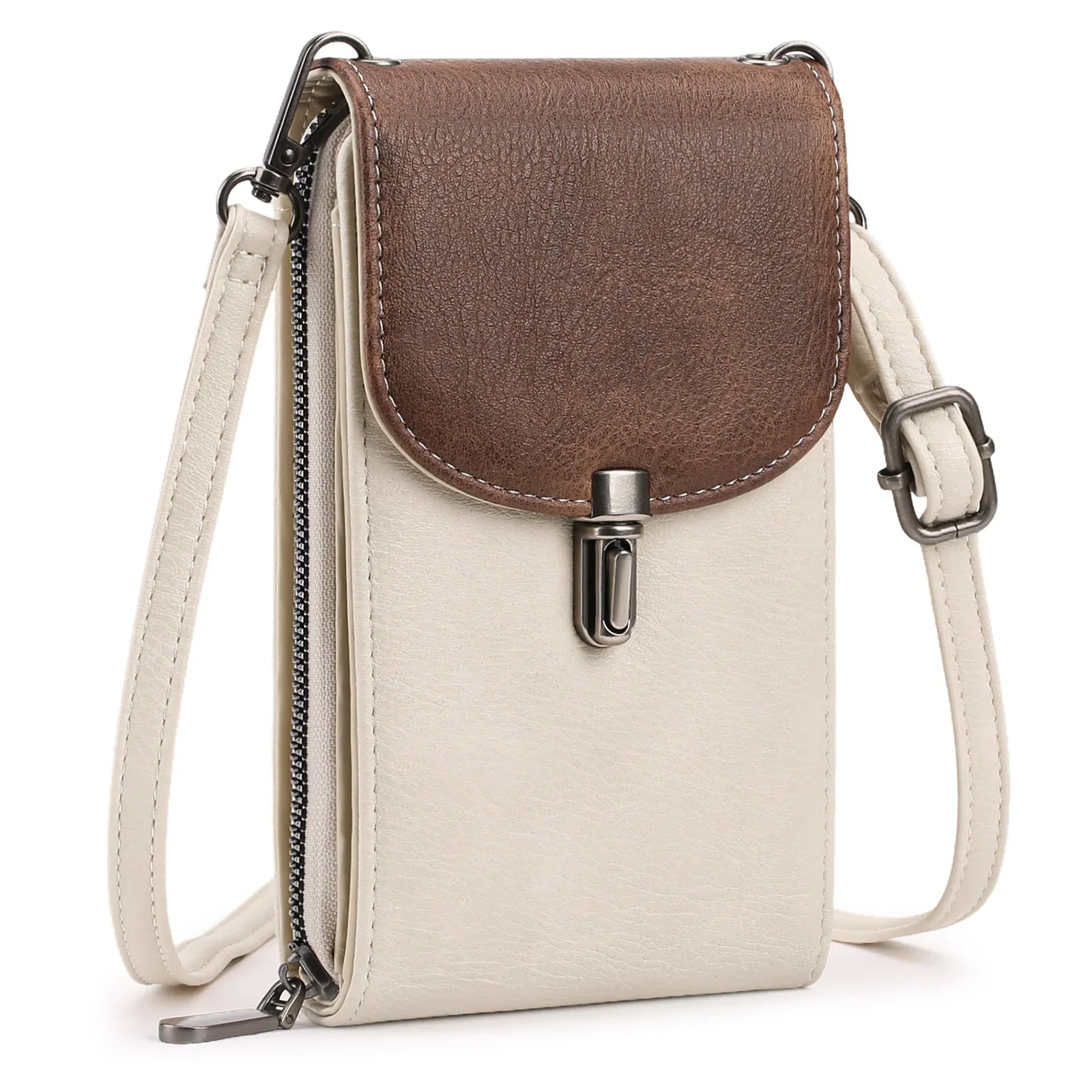 Retro kožená crossbody taška pro ženy, malý držák na mobilní telefon s nastavitelným popruhem_voghion.com