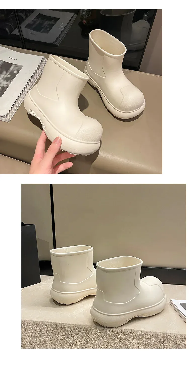 Módní dámské úzké roztomilé venkovní nepromokavé holínky s tlustou podrážkou z EVA, jednoduché a praktické 241031_voghion.com