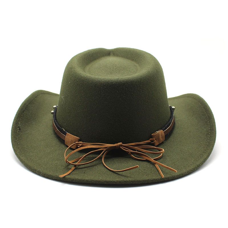 Top da jazz in lana con testa di bue, stile western da cowboy, per uomo e donna, stile etnico, in feltro, a tesa larga._voghion.com