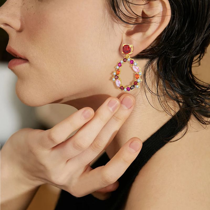 Fashion Colored Dia S Sterg Sier Female Zircon Gem Irregular Earrings Jewelry_voghion.com