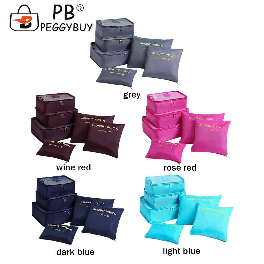 6pcs/set Travel Cases Thickening Lage Storage Bag Waterproof Foldable Space Saving For Family Vacation Skiing Camping_voghion.com