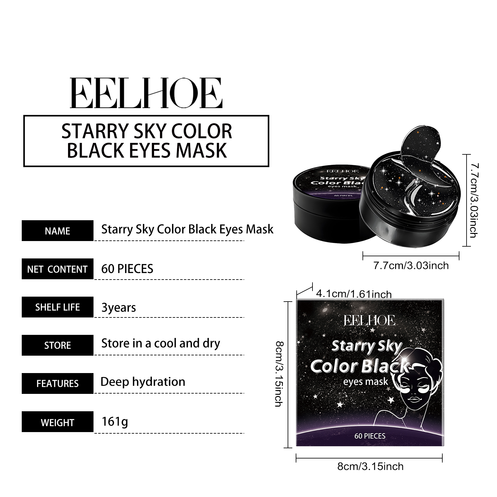 EELHOE Star Plus Black Eye Mask Hydrates And Moisturizes The Skin Around The Eyes_voghion.com