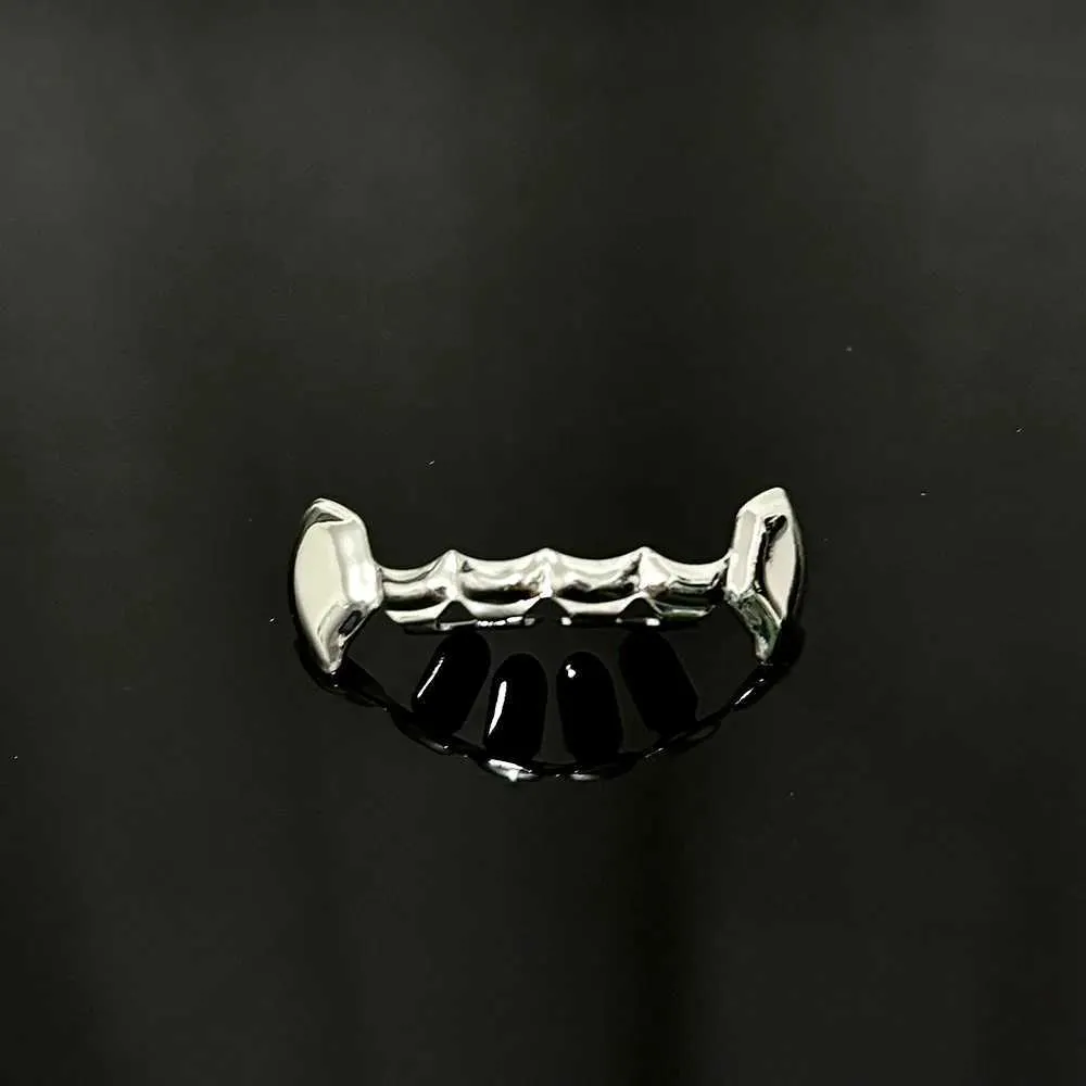 YOUNGX Hip Hop glänzende Zahnkappen Fangzähne Gold Silber Schwarz Farbe Unterzähne Grillz Zahnspangen für Frauen Männer Schmuck Dental_voghion.com