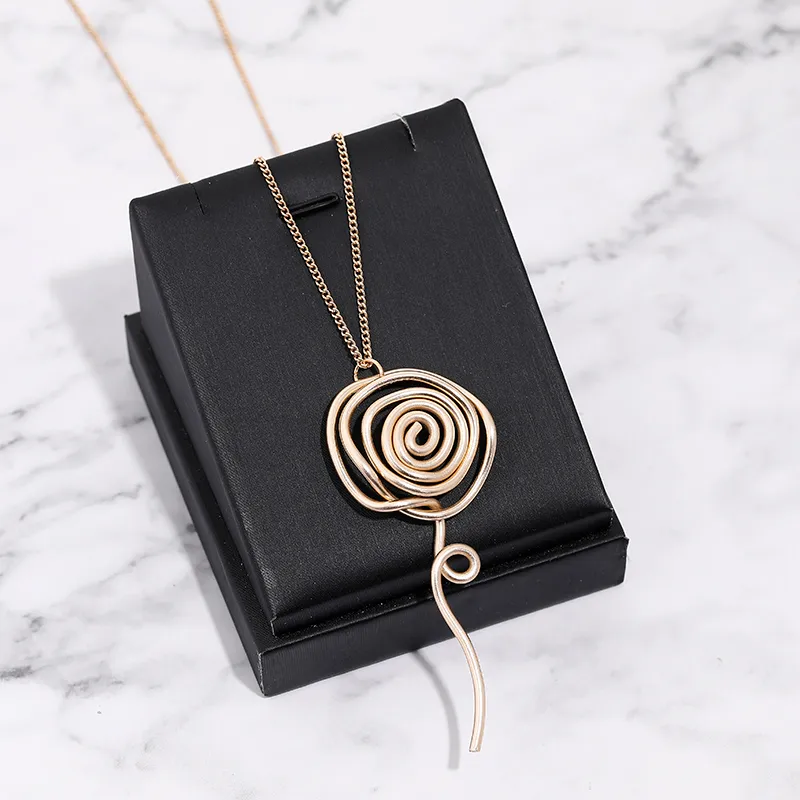 Pendant Necklaces Alloy Necklace Gold Spiral Shape Personality Trend Atmosphere Women's Birthday Party Gift For Friend_voghion.com