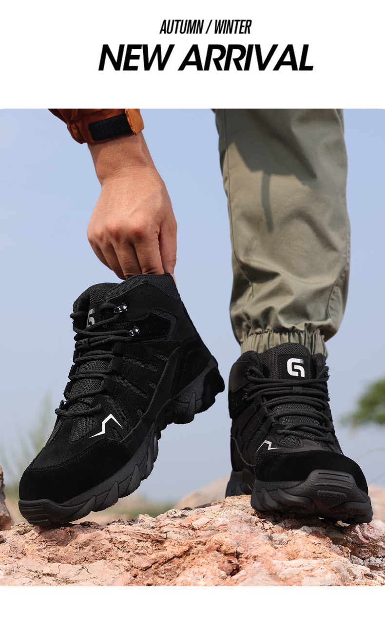 GUYISA Scarpe antinfortunistiche con punta in acciaio, stivali anti-sfondamento e perforazione, resistenti all'usura, taglio alto 5057BK 38-45_voghion.com