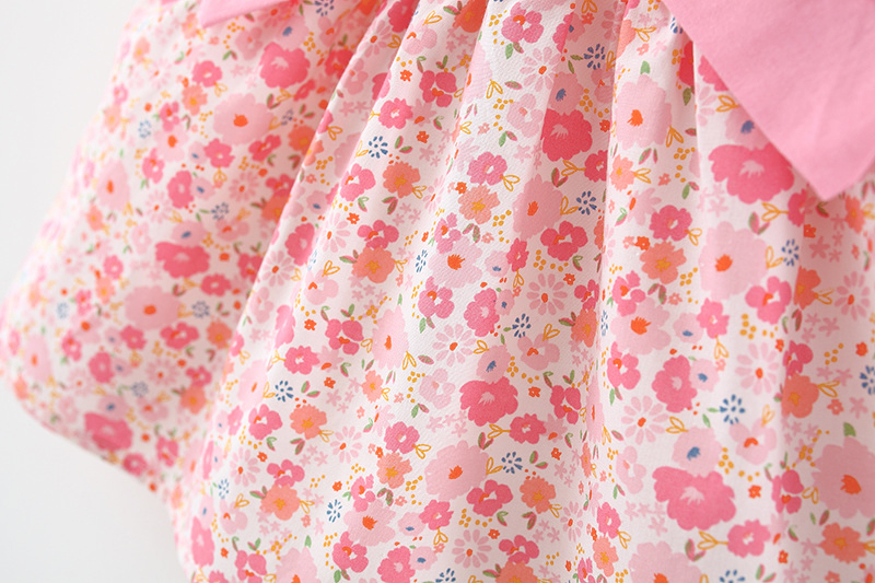 Rochie de vară pentru copii mici, rochie de printesa cu flori roz, mâneci bufante, rochie de ziua de naștere pentru copii fete_voghion.com