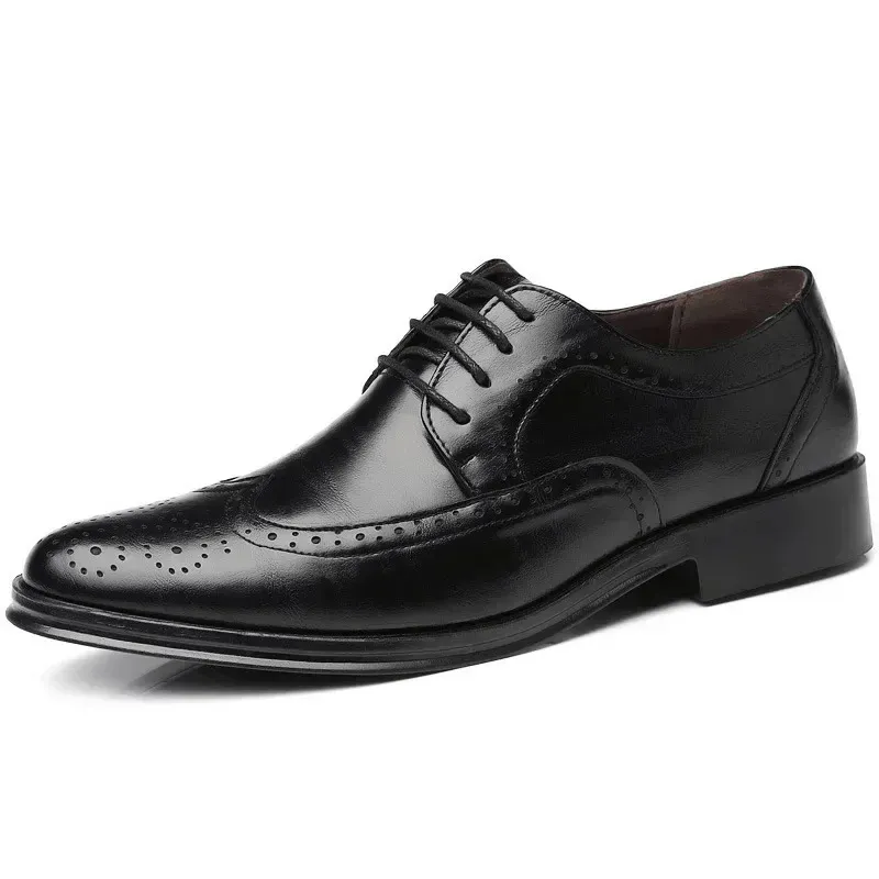 Oxford Echt Kalfsleer Brogue Jurk Klassieke Zakelijke Formele Schoenen Man Handgemaakt Heren 240607_voghion.com