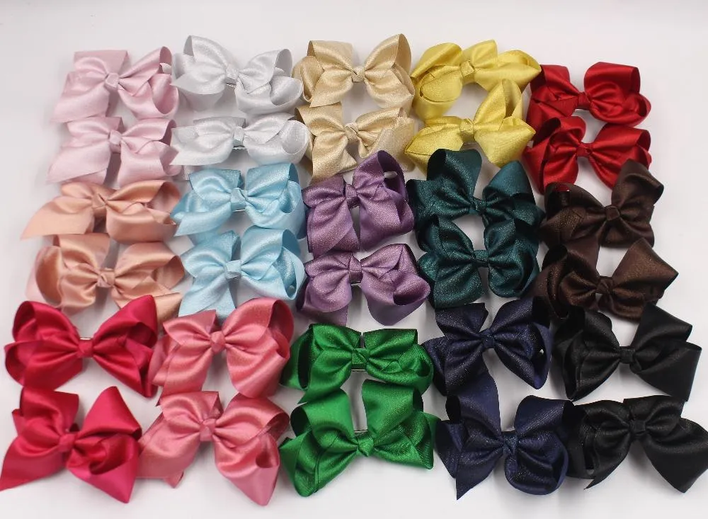 32 stuks 4,5 inch strikken premium glitter zijdeachtig lint boutique haarstrik alligatorclips voor meisjes tieners peuters kinderen_voghion.com
