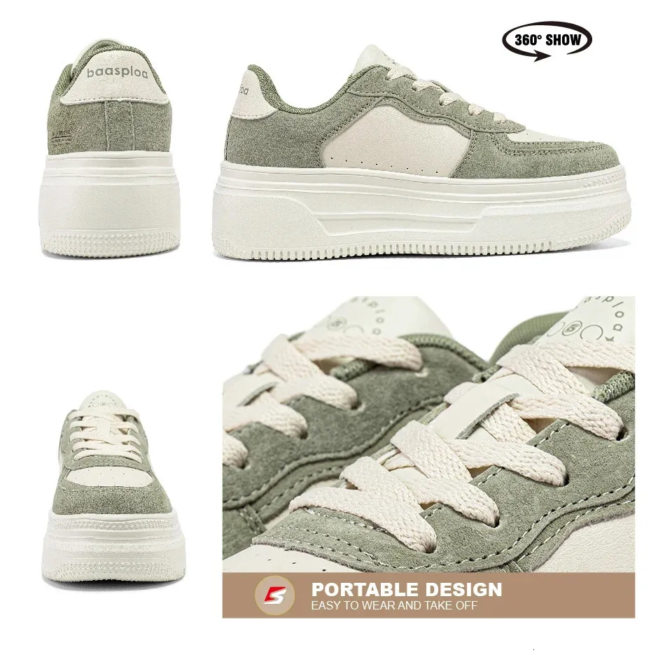 Platform Sneakers For Women Comfortable White Leather Skate Shoes_voghion.com