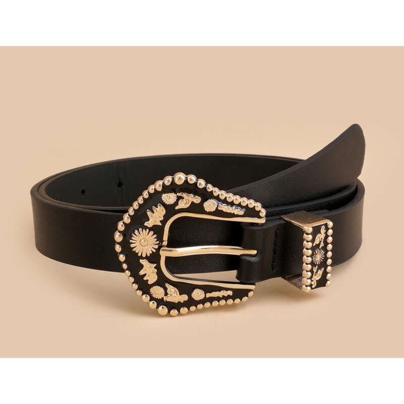 New Women's Needle Buckle Belt Black Decorative Carved Punk Style Jeans With Eye Bags For Women_voghion.com