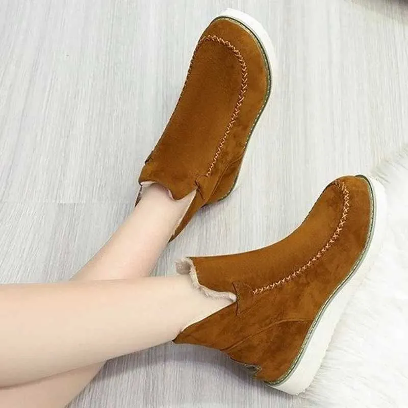Frau Winter Mode Schnee Casual Leder Baumwolle Damen Stiefel kniehohe stiefel Plattform Schuhe botines mujer XW6.5_voghion.com