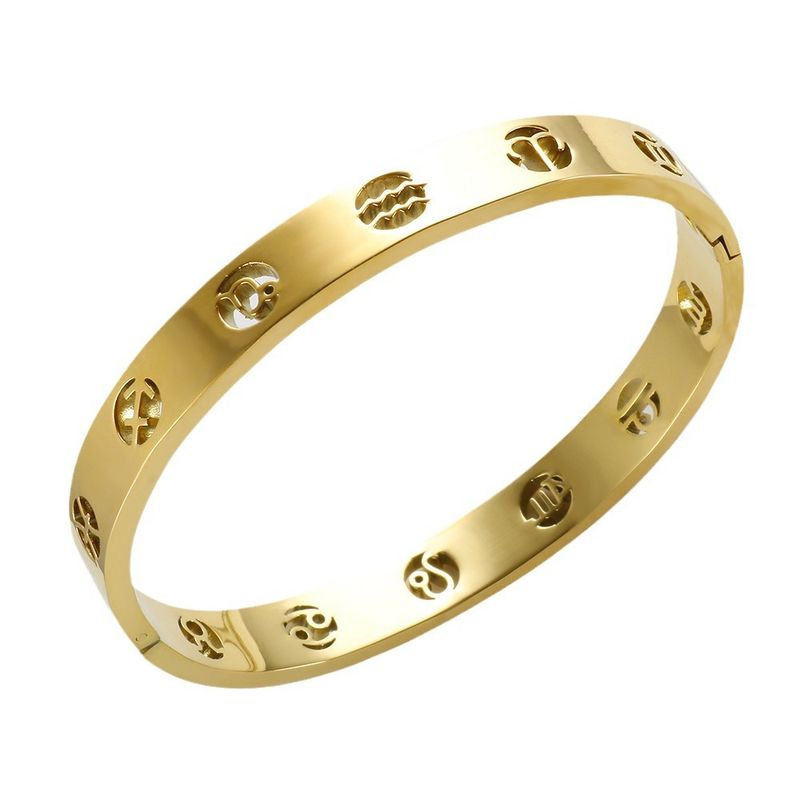 Stainless Steel Star Studded Zodiac Bangle Non Fading Bracelet_voghion.com