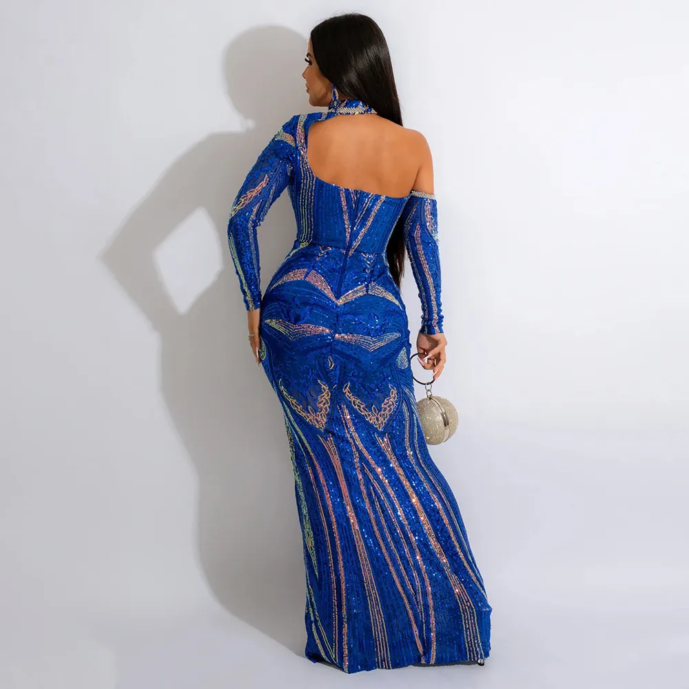 Vestidos casuales IDress 2023 Vestido elegante de lentejuelas de diamante de perforación de calidad para mujer Vestido largo maxi ajustado para fiesta Club nocturno_voghion.com