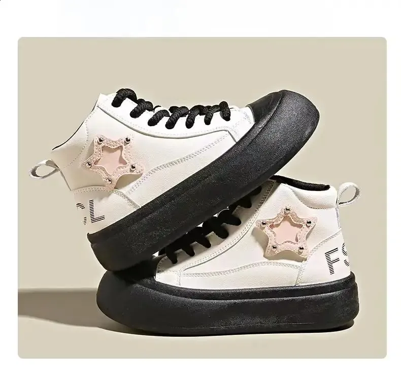 Women's Leather Casual Board Shoes Waterproof Thick Sole Autumn_voghion.com