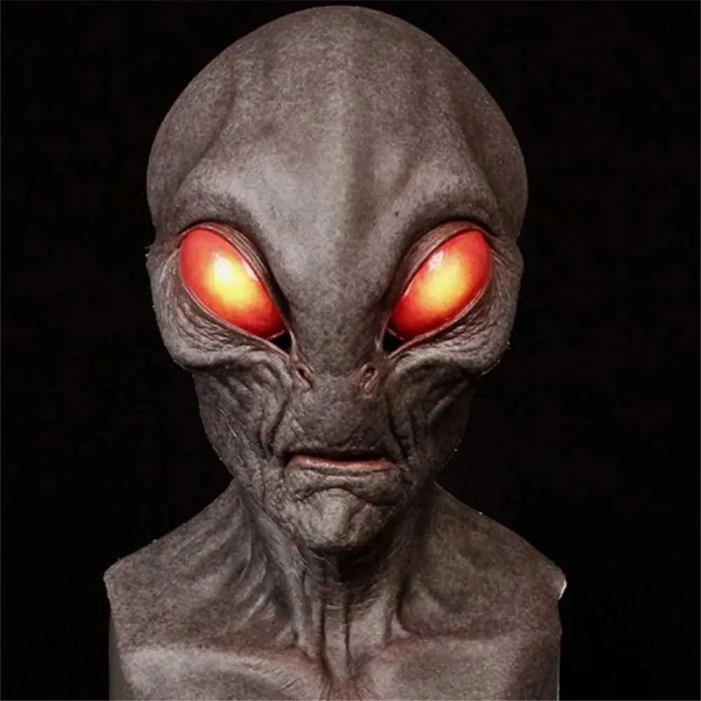 Masque d'Halloween en latex avec grands yeux horribles, OVNI, visage complet, effrayant, horreur, tête d'alien, masques pour adultes, accessoires de fête de monstre, cosplay_voghion.com