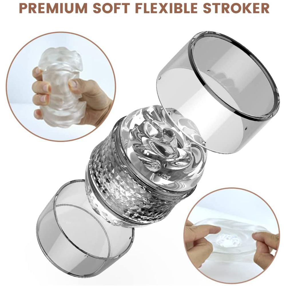 Diamond Crystal Aircraft Cup Men's Manual Decompression Device Two End Through Mold Adult Sex Toys_voghion.com