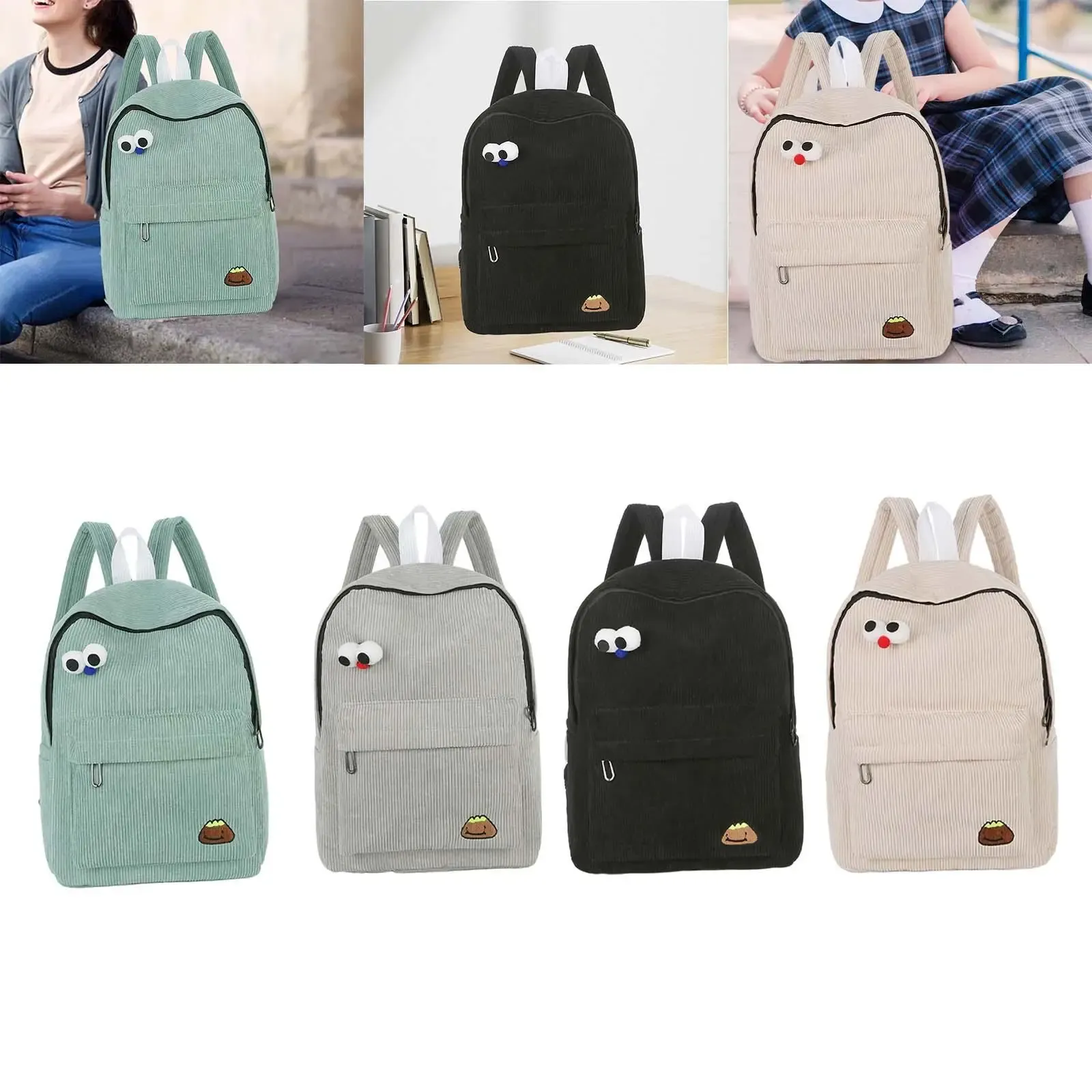 Corduroy Backpack Shoulder Casual Water Resistant Laptop Bag Travel Daypacks For Girls Women Shopping Work Daily Use_voghion.com