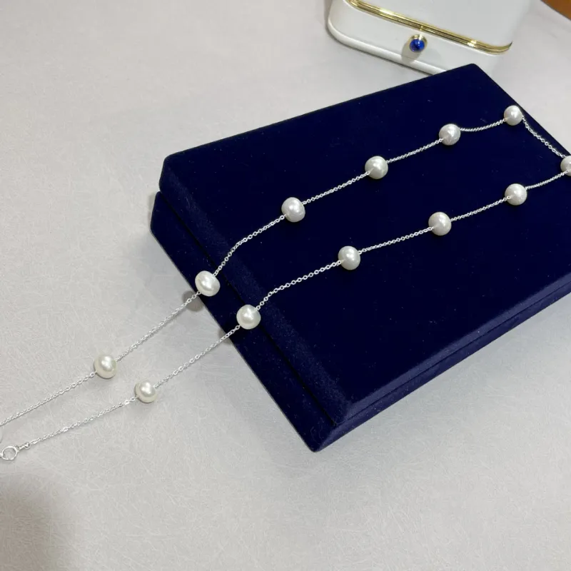 Anhänger Halsketten Natürliche Süßwasserperlen Halskette Exquisite einfache Lavendel Stern Pullover Kette Mode Hochzeitsschmuck_voghion.com