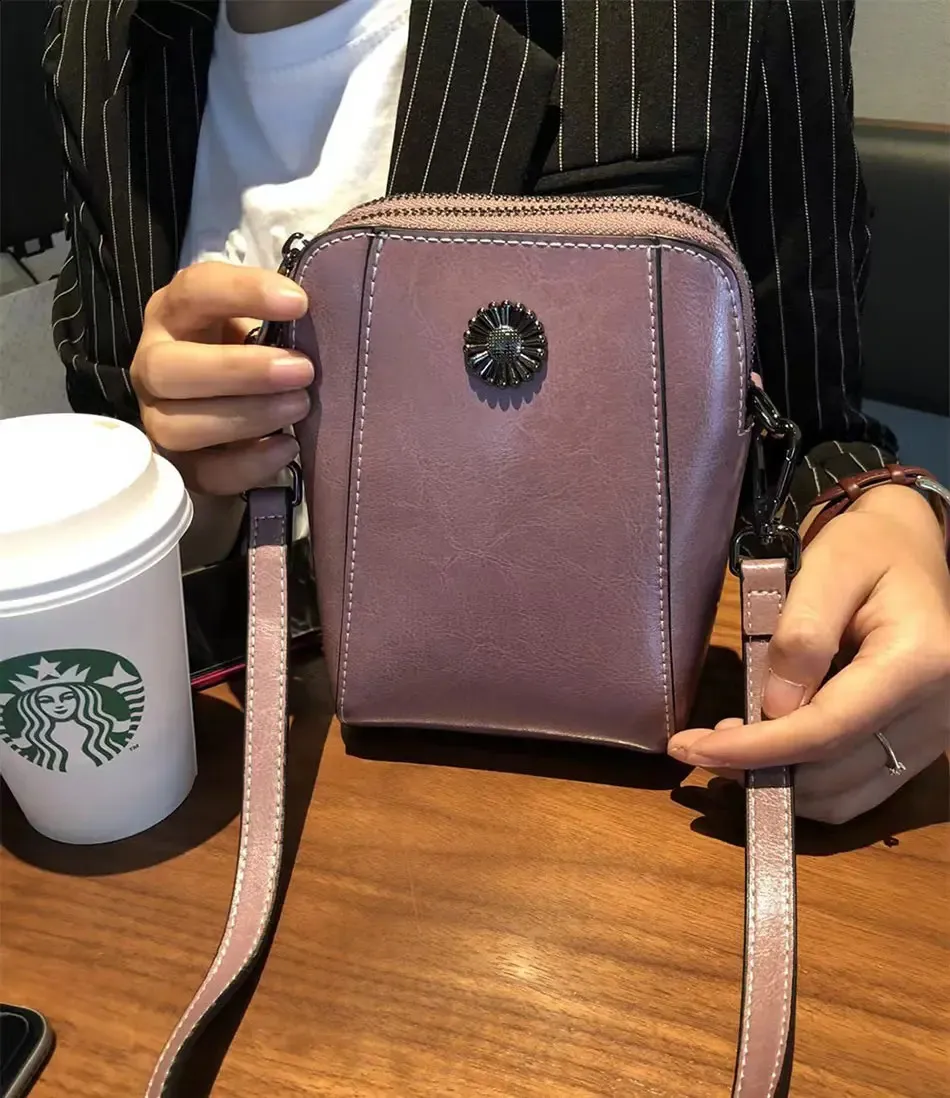 Damen Handtasche Aus Echtleder Für Smartphone Umhängetasche_voghion.com