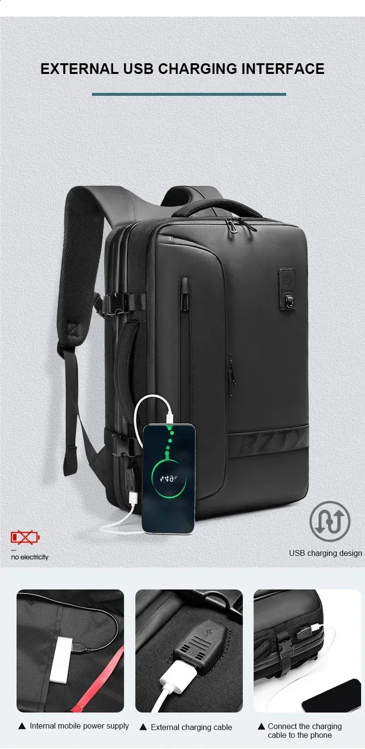 Airback Travel Men 16 inch Laptop Backpacks Vacuum Compression Expandable Business Back Pack School Backpack 240730_voghion.com