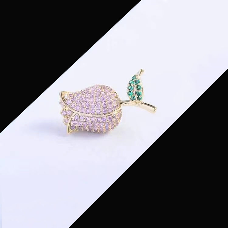 Koreaanse versie elegante kleine kraagdecoratie, tulp zirkoon broche, universele anti-glare kleding hoed accessoires,_voghion.com