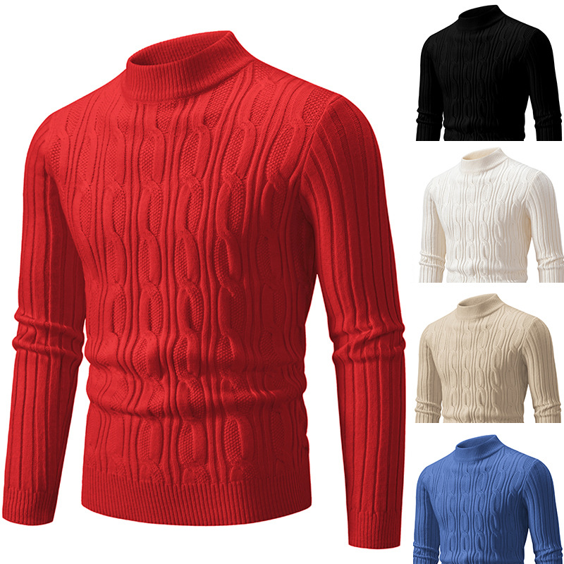2023 Autumn and Winter New Korean Style Men's Fashion Trend Jacquard Braided Cashmere Sweaters and Sweaters  _voghion.com