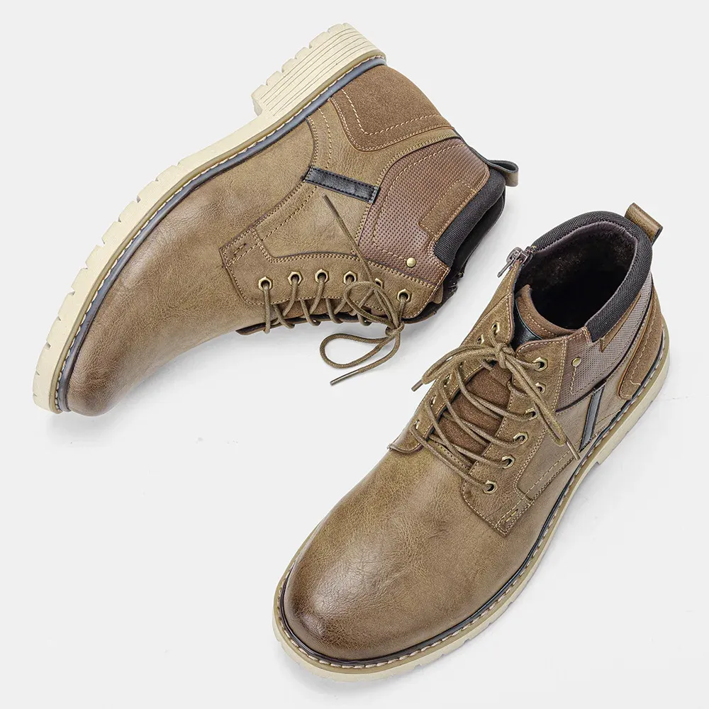 Men's Shoes Warm Comfortable Non-Slip Leather Men Winter Boots 2024_voghion.com