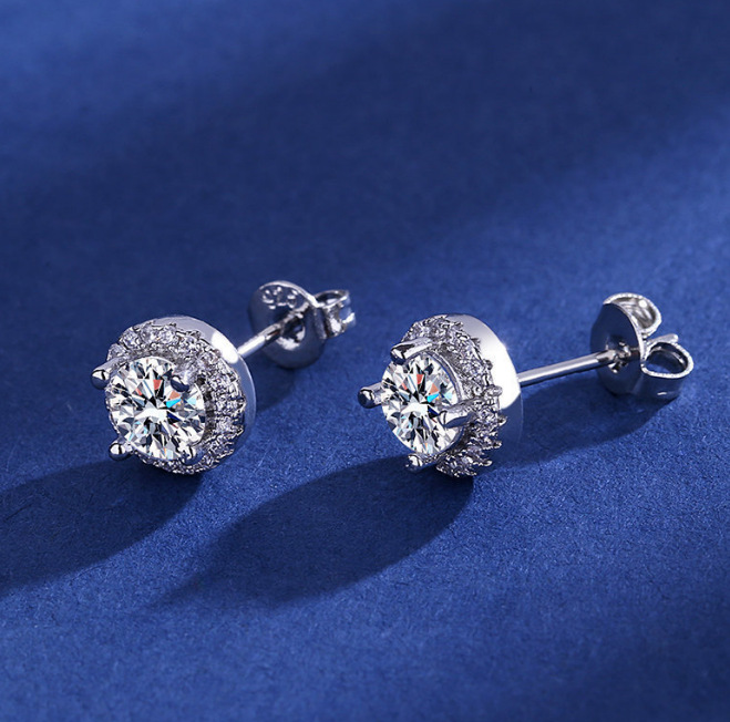 Mode Moissanite Voller Diamant Runde Ohrringe Ohrringe Weiblichen Zubehör Weiblichen Silber Überzogene Ohrringe Damen_voghion.com