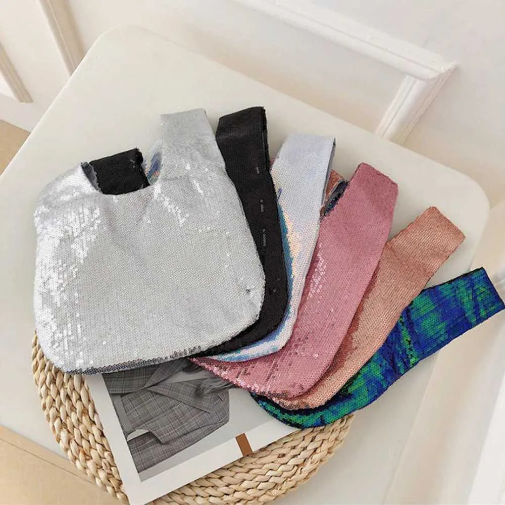 Portafoglio da donna alla moda con glitter scintillanti e chiusura a scatto, piccolo flash da polso con nodo, tasca, borsa firmata 2023 Y241106_voghion.com