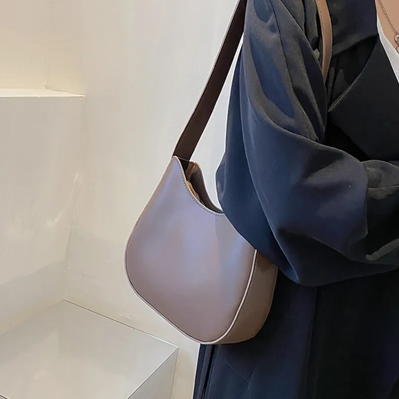Yogodlns Half-Moon Shoulder Underarm PU Leather Armpit Retro Crossbody Bag Designer Ladies Portable Handbag Totes Purse_voghion.com