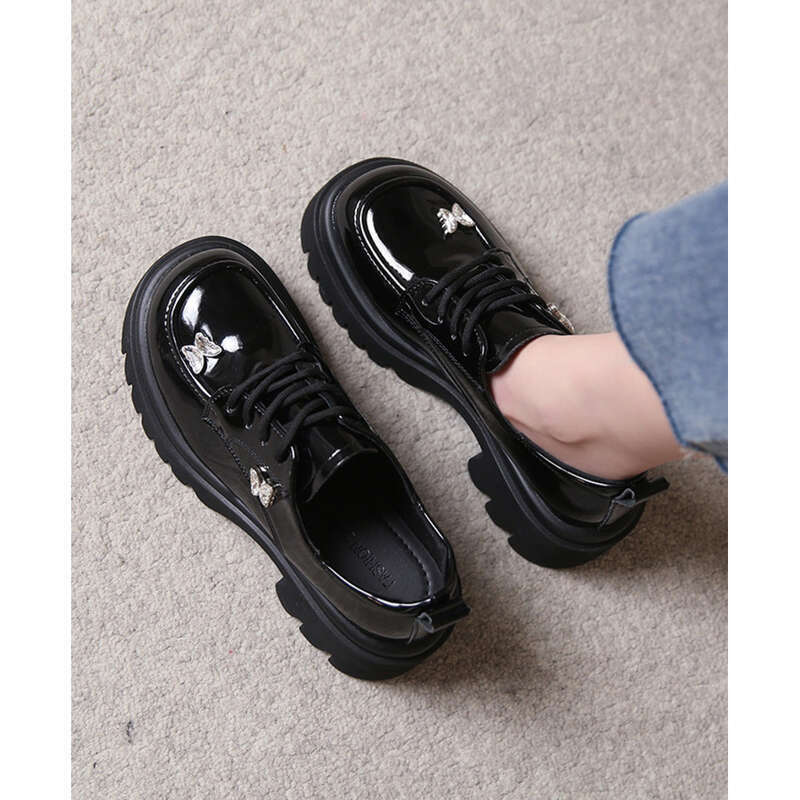 Chaussures Mary Jane en cuir pour femmes, style britannique, semelle épaisse, décontractées_voghion.com