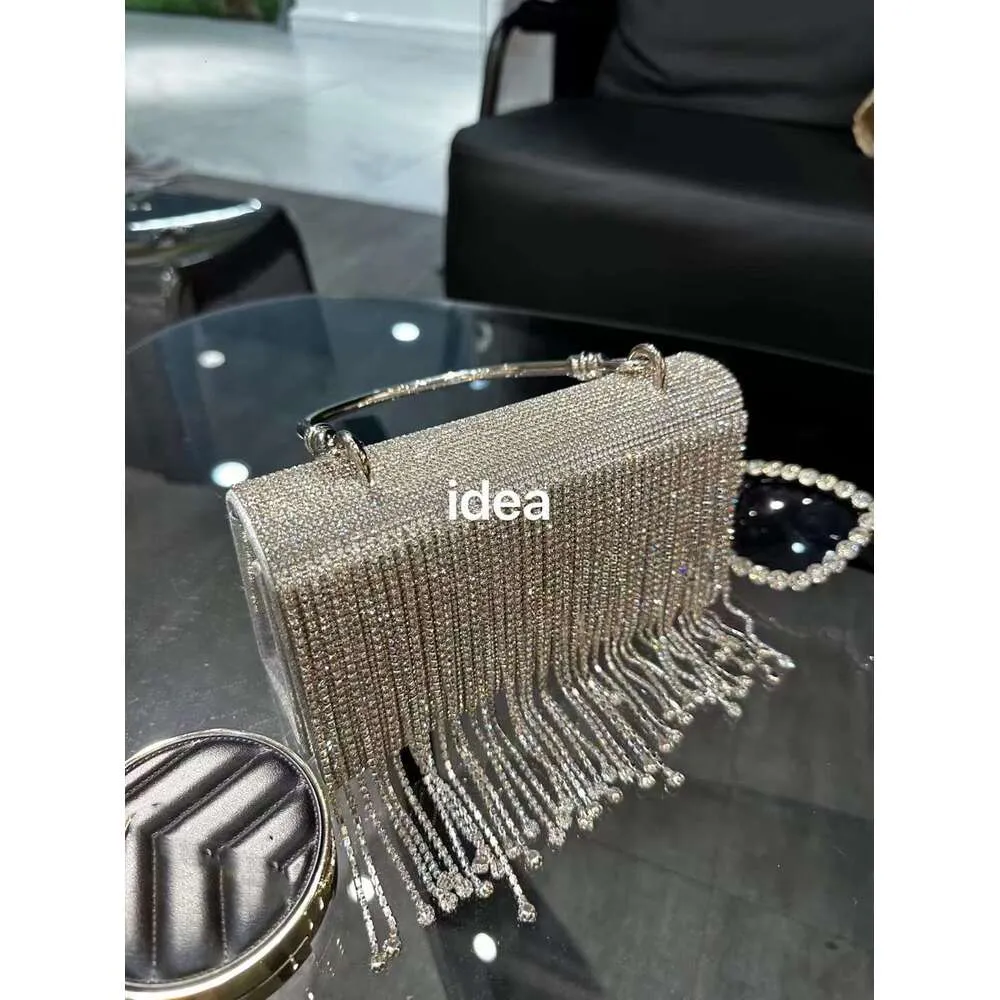 Long Tassel Glitter Shiny Rhie Dias Evening Wedding Party Clutch Purse Women Handbag Messenger Bag_voghion.com
