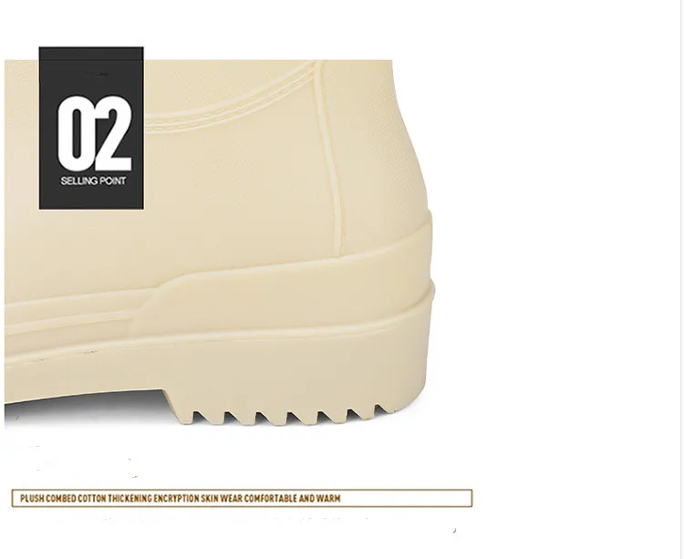 2025 Damen Lange Dicke Sohle Mode Gummistiefel Neue Waterproonti Slip High Tube Regenschuhe Reine Farbe Ruiba X560_voghion.com