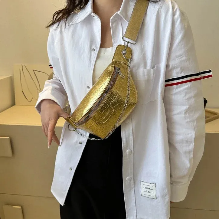 Vintage-Muster PU-Ledertaschen für Frauen Kette Gürteltaschen weibliche Hüfttasche Damen Umhängetasche Brusttasche 240729_voghion.com