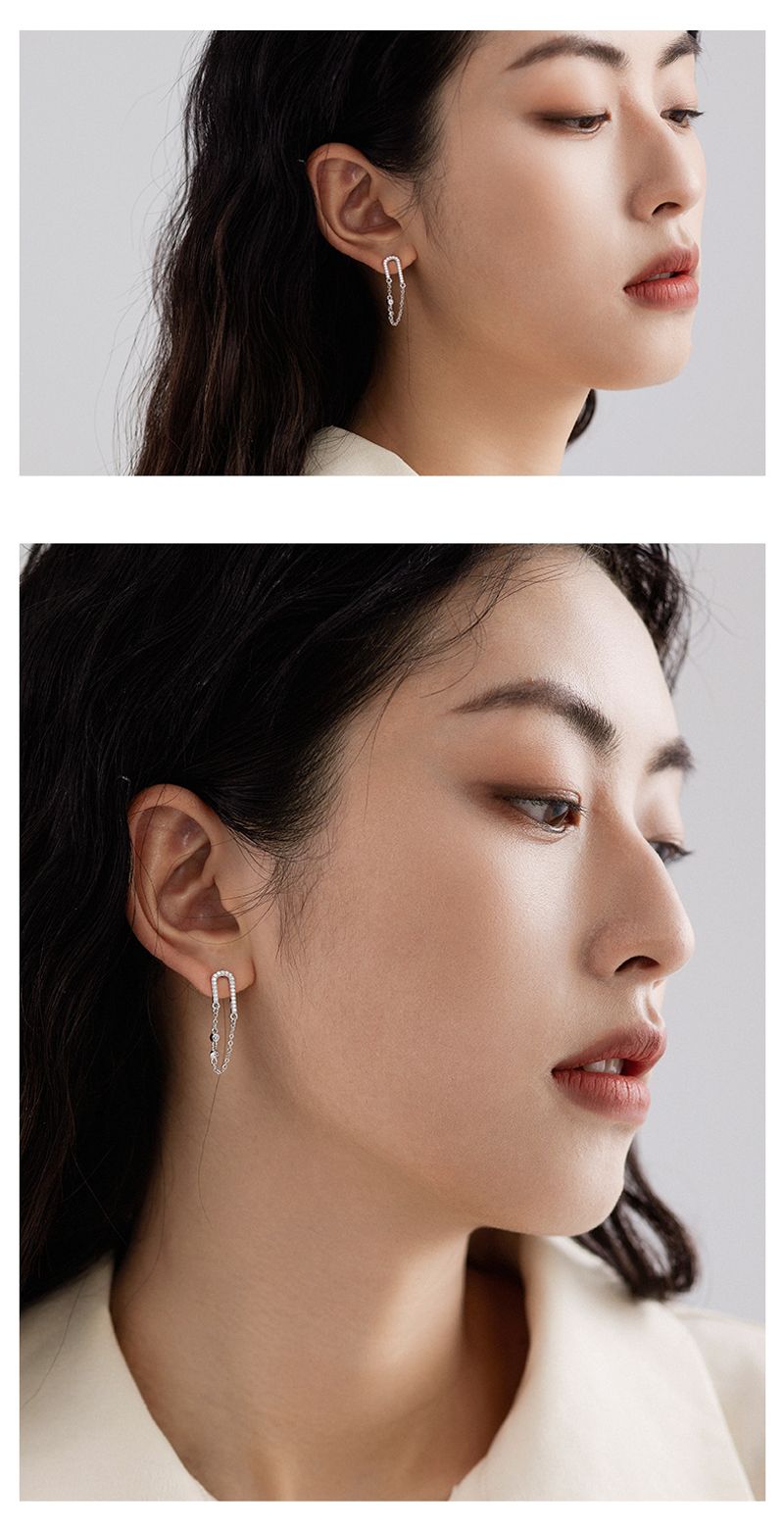 Earrings sterg chain zircon earrings female sier jewelry processing_voghion.com