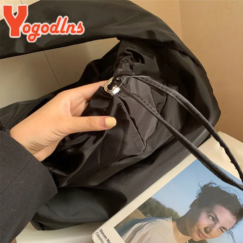 Große Kapazität Nylon Schulter weibliche Reise leichte Tote Casual Solide Farbe Crossbody Designer Hobo Bag Geldbörse_voghion.com