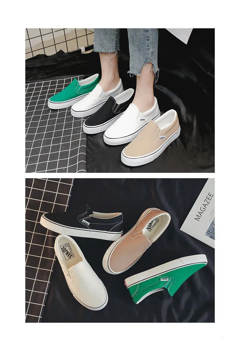 Weiße Canvas Damen Paar Slipper Flache Bequeme Casual Fashion Plateau Damen Vulkanisierte Schuhe atillas Mujer 240607_voghion.com
