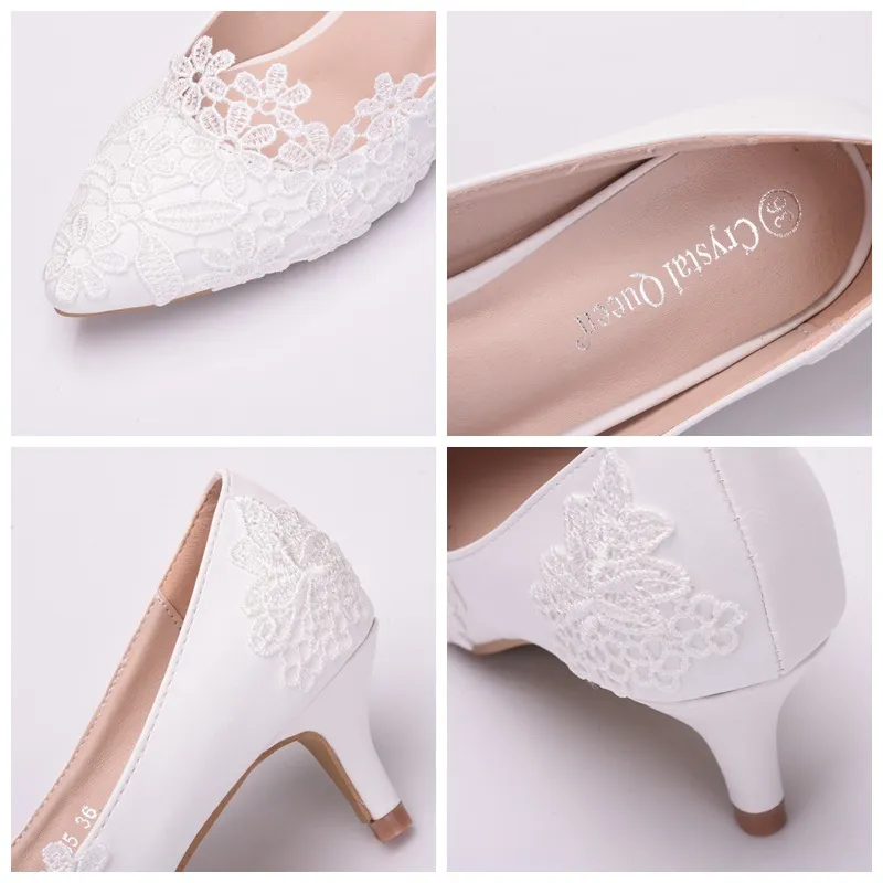 Elegant Lace Pointed High Heels For Wedding And Special Occasions_voghion.com