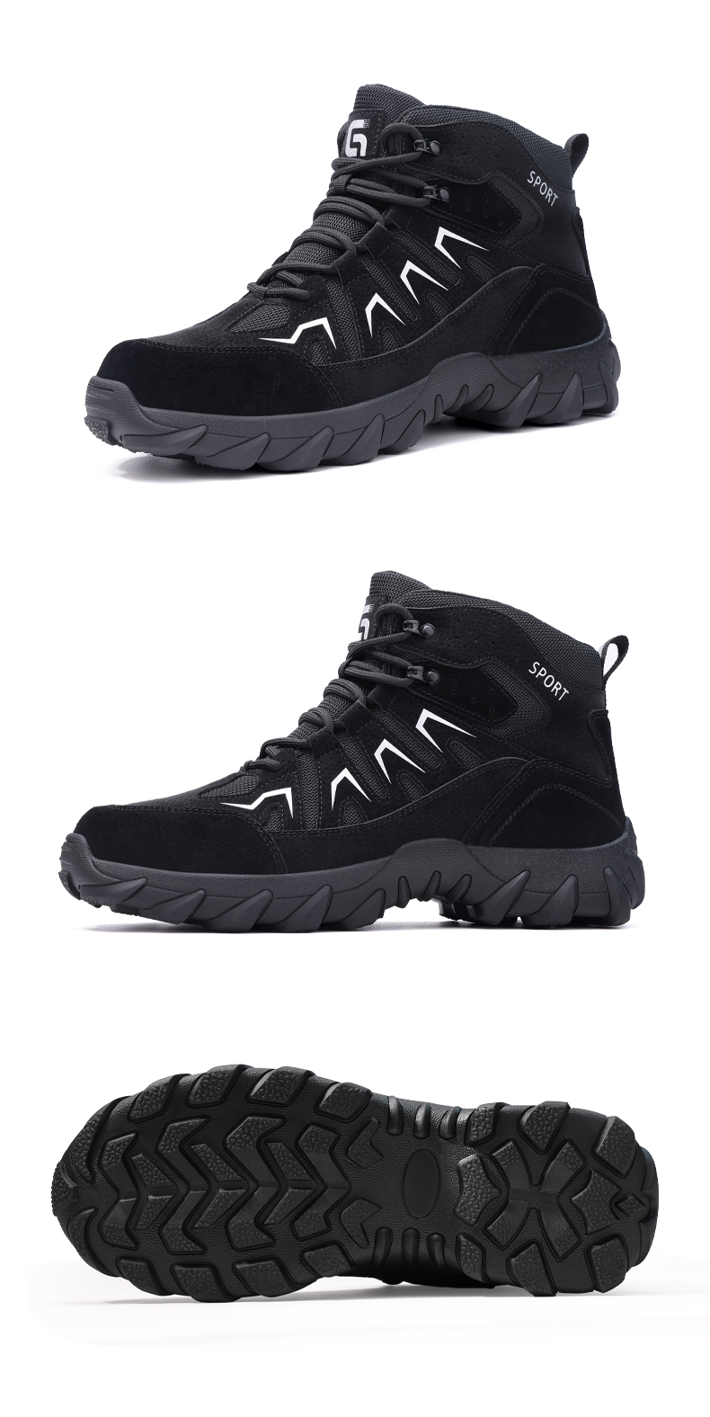 GUYISA Scarpe antinfortunistiche con punta in acciaio, stivali anti-sfondamento e perforazione, resistenti all'usura, taglio alto 5057BK 38-45_voghion.com