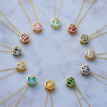 Genuine gold electroplated ins style colored zircon inlaid with protect you amulet pendant necklace_voghion.com